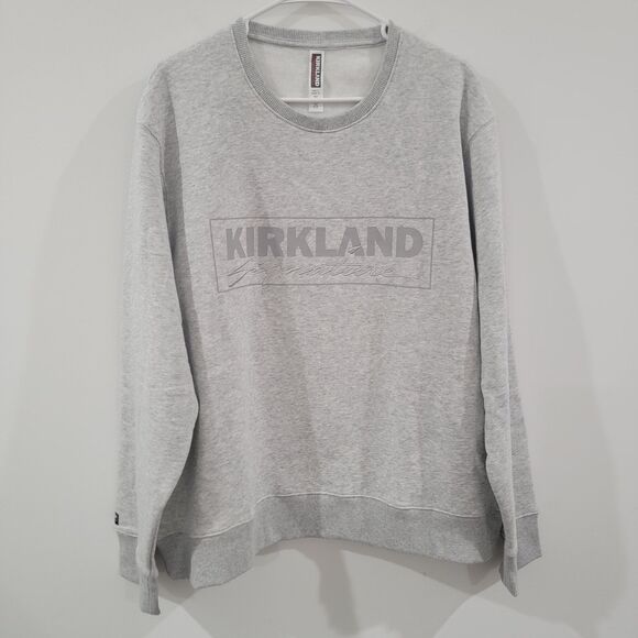 Kirkland Signature Mens Crewneck Sweatshirt Size Large Gray Logo - Picture 1 of 7